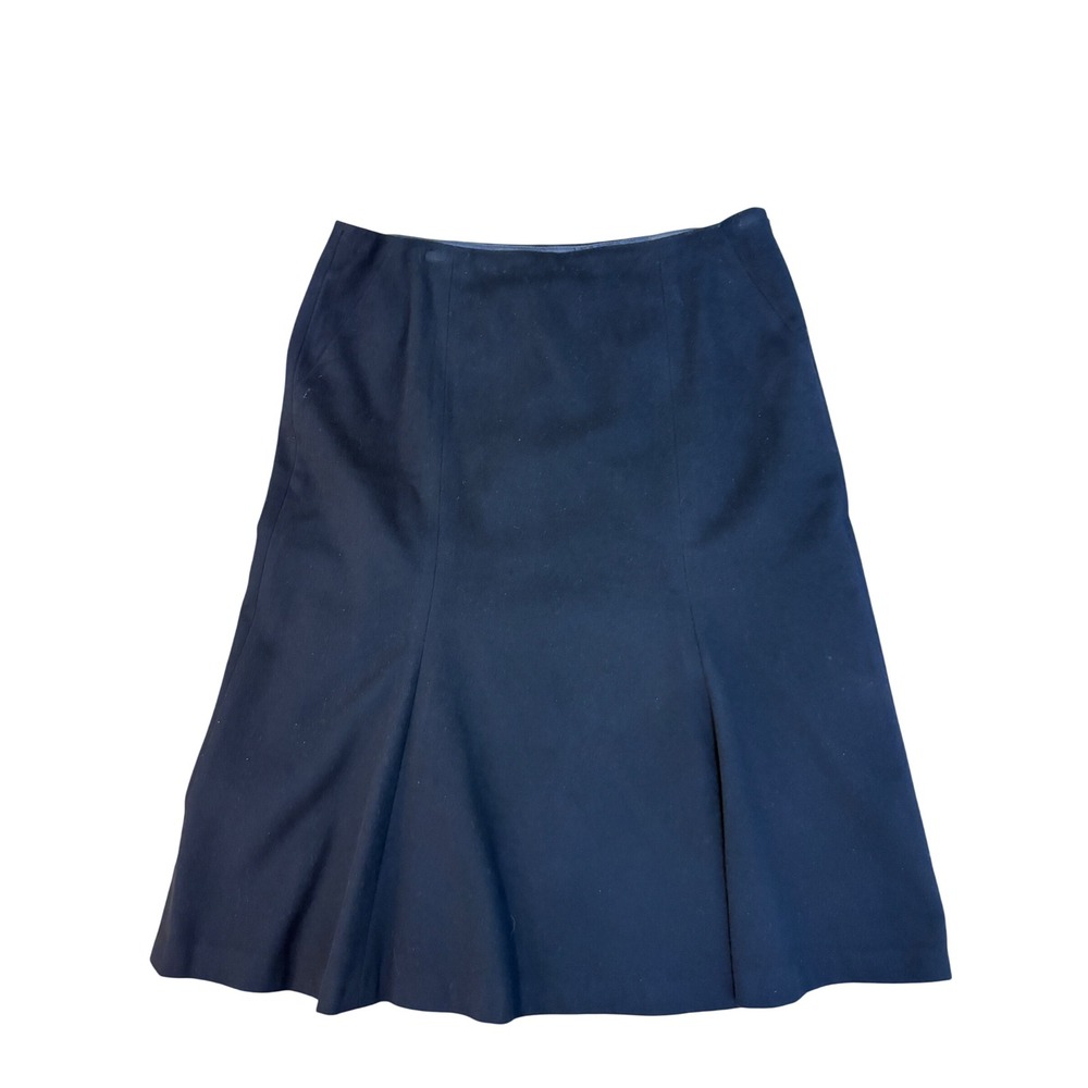 Max Mara Midi Skirt Womens 10 Navy Blue Virgin Wool A-Line ‎ Italy career chic